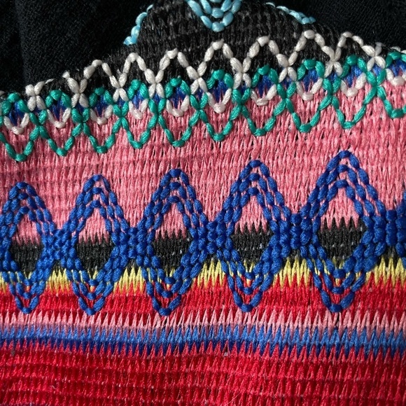 Anthropologie C&C California Mini Black Dress with Colorful Embroidery. Size XS - Picture 6 of 11